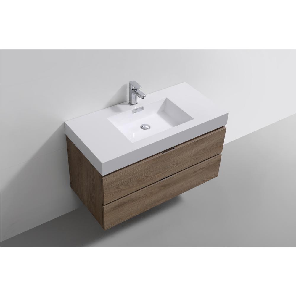 Bliss 40" Butternut Wall Mount Modern Bathroom Vanity. Picture 4