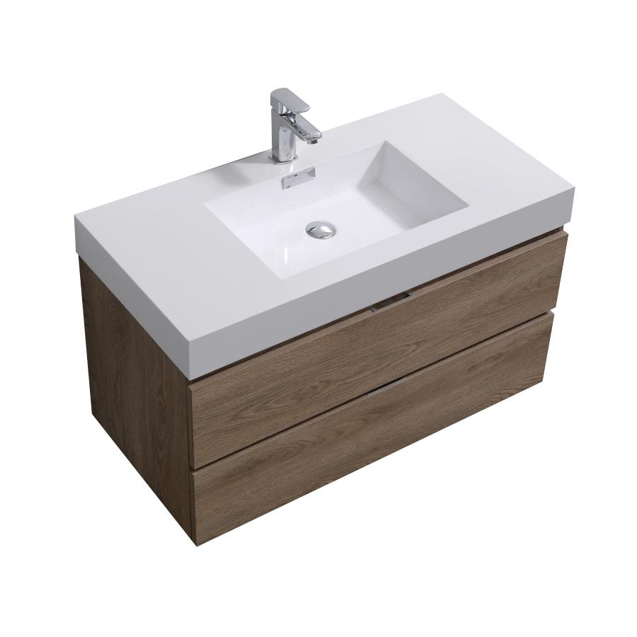 Bliss 40" Butternut Wall Mount Modern Bathroom Vanity. Picture 5