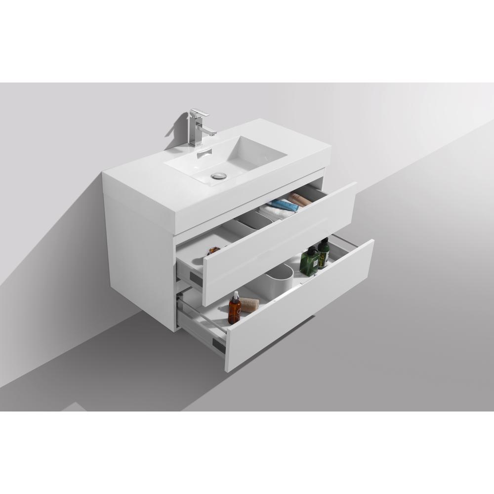 Bliss 40" High Gloss White Wall Mount Modern Bathroom Vanity. Picture 5