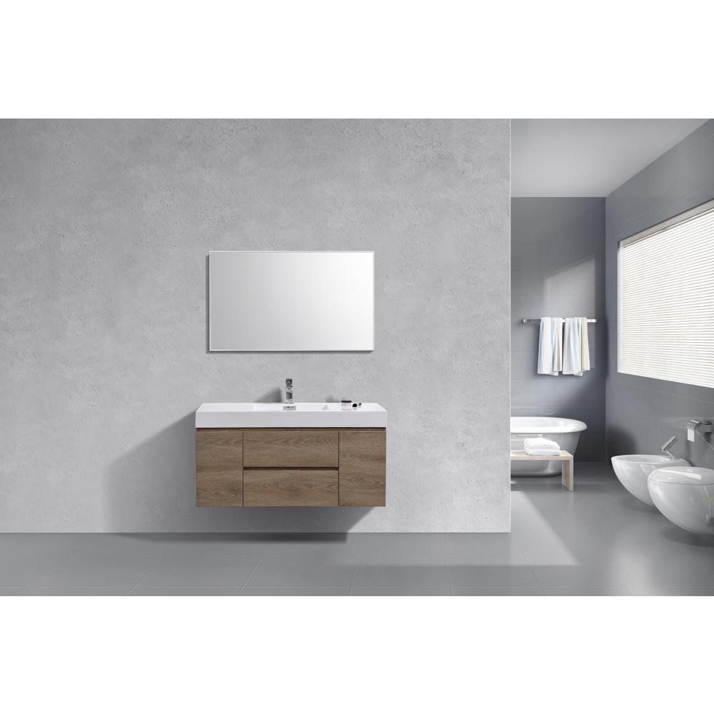 Bliss 48" Butternut Wall Mount Modern Bathroom Vanity. Picture 1
