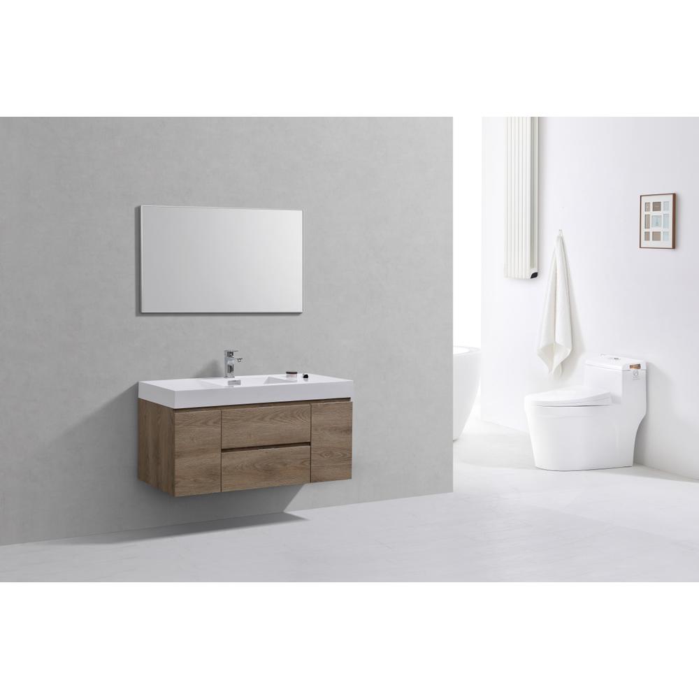 Bliss 48" Butternut Wall Mount Modern Bathroom Vanity. Picture 2