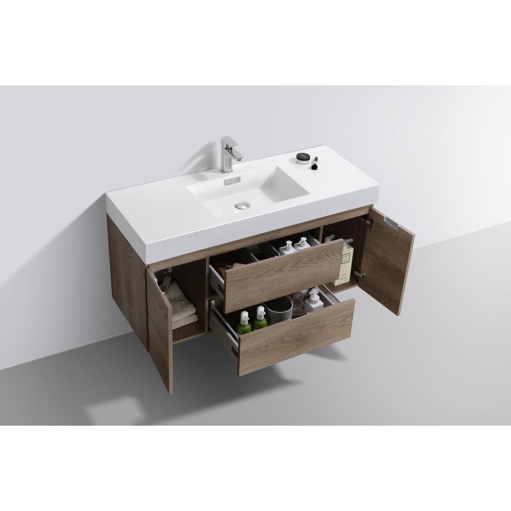 Bliss 48" Butternut Wall Mount Modern Bathroom Vanity. Picture 3