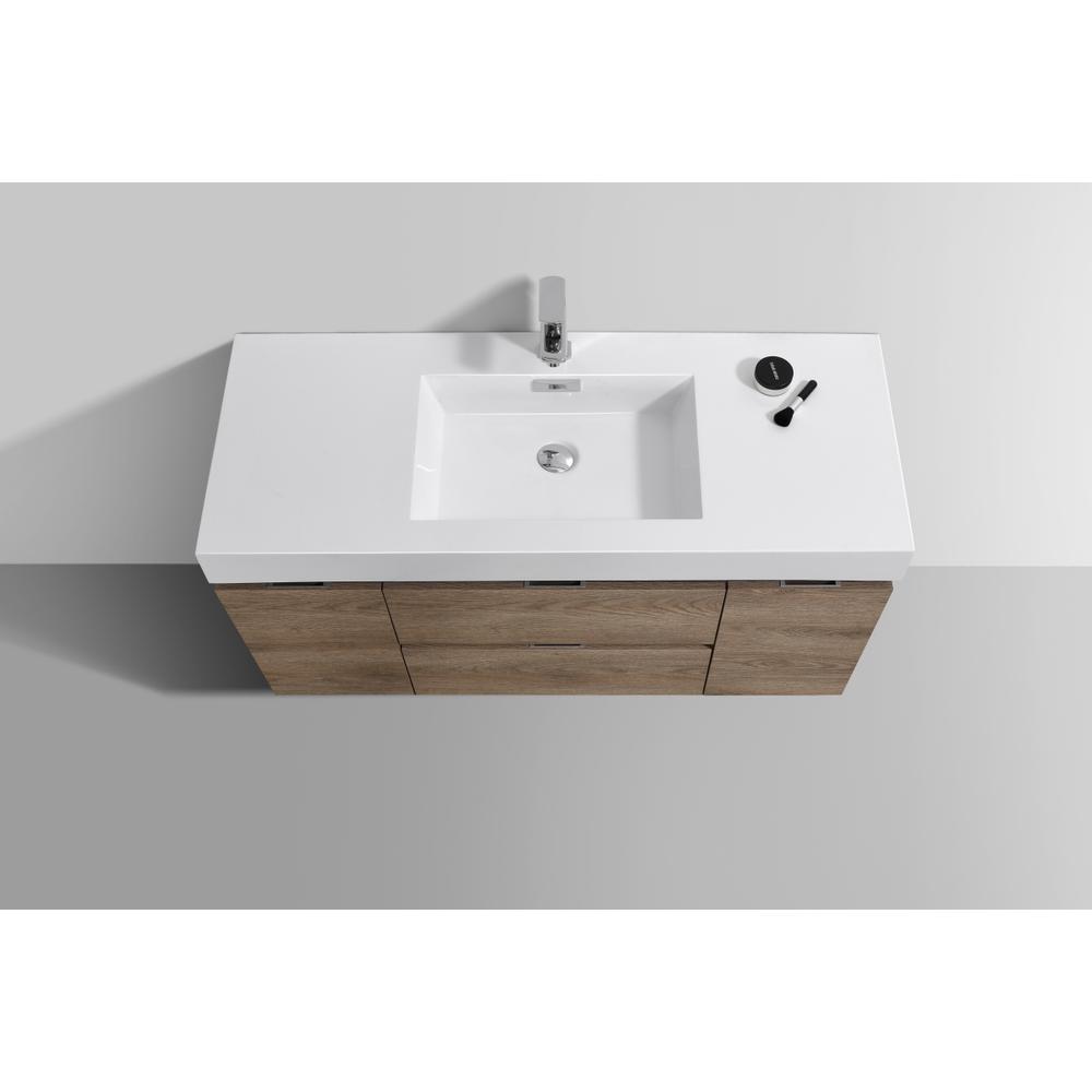 Bliss 48" Butternut Wall Mount Modern Bathroom Vanity. Picture 4