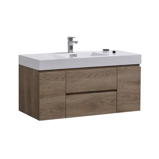 Bliss 48" Butternut Wall Mount Modern Bathroom Vanity. Picture 5