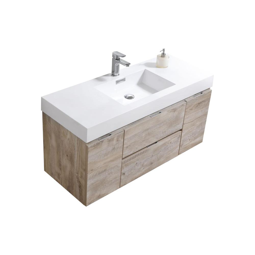 Bliss 48" Nature Wood Wall Mount Modern Bathroom Vanity. Picture 1