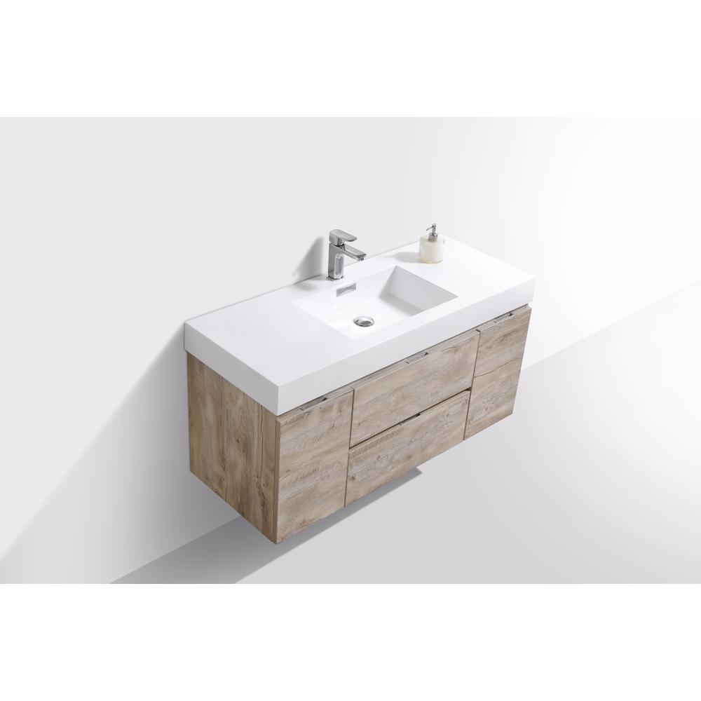 Bliss 48" Nature Wood Wall Mount Modern Bathroom Vanity. Picture 3