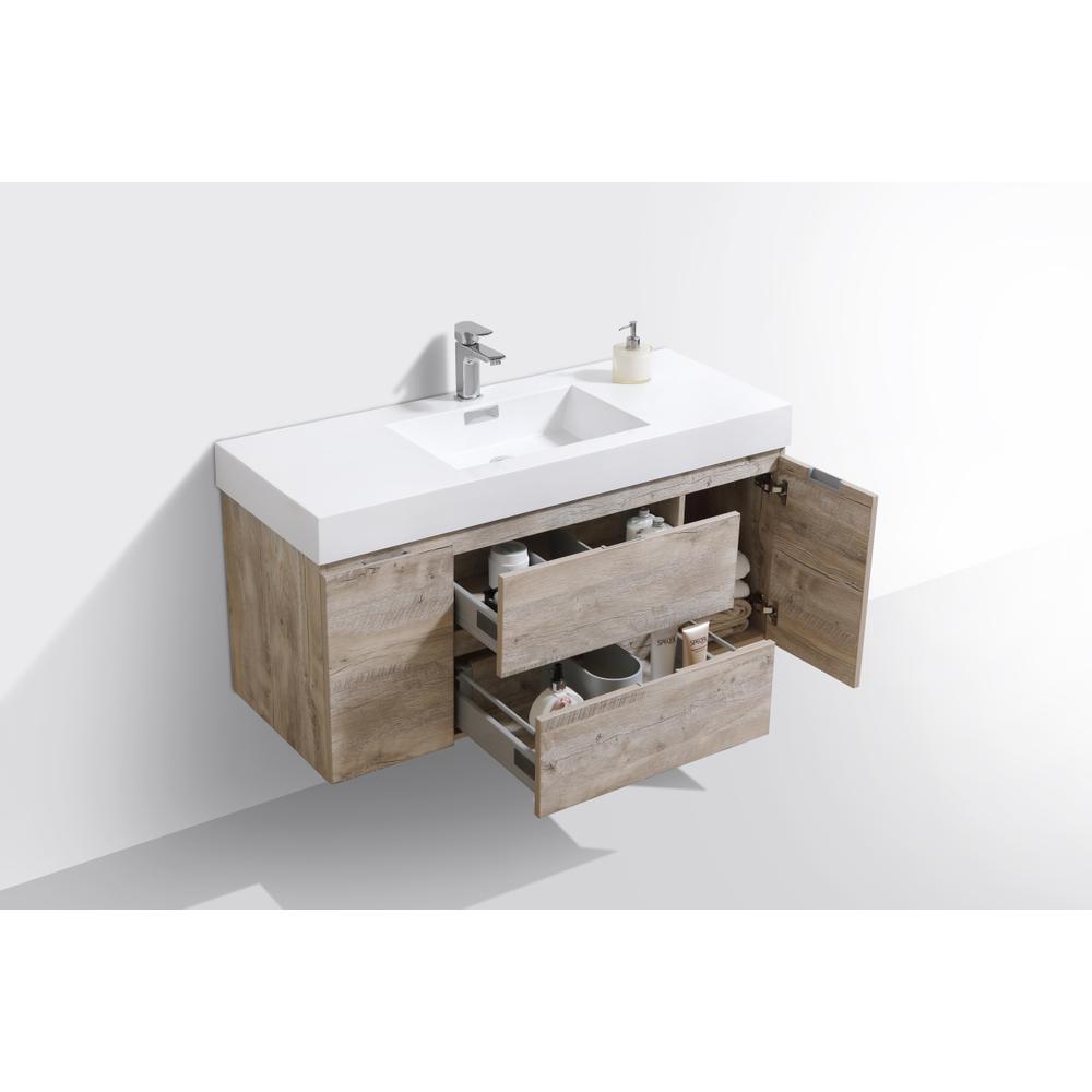 Bliss 48" Nature Wood Wall Mount Modern Bathroom Vanity. Picture 4