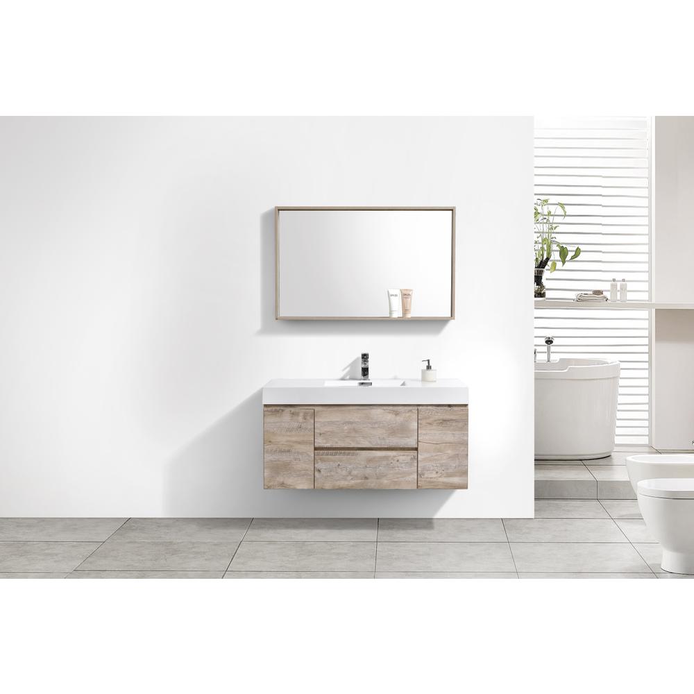 Bliss 48" Nature Wood Wall Mount Modern Bathroom Vanity. Picture 5