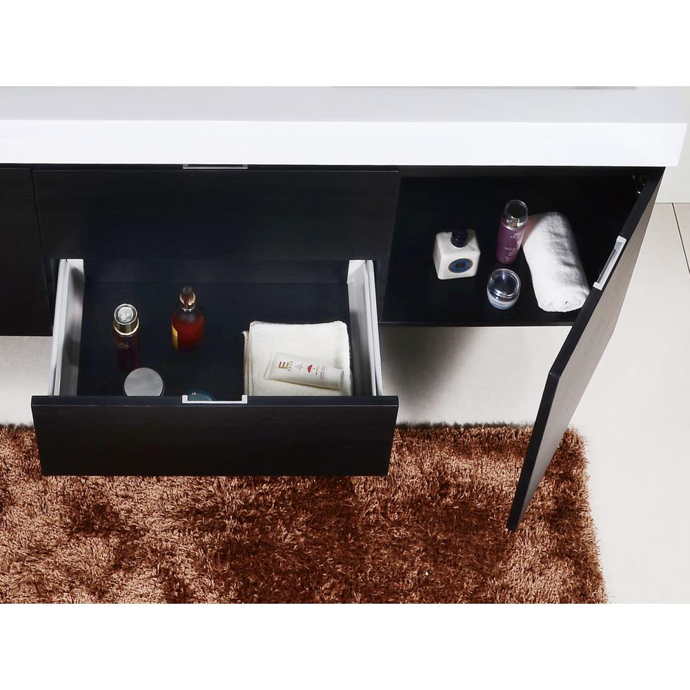 Bliss 60" Double  Sink Black Wall Mount Modern Bathroom Vanity. Picture 6