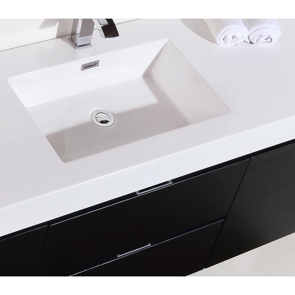Bliss 60" Single Sink Black Wall Mount Modern Bathroom Vanity. Picture 4