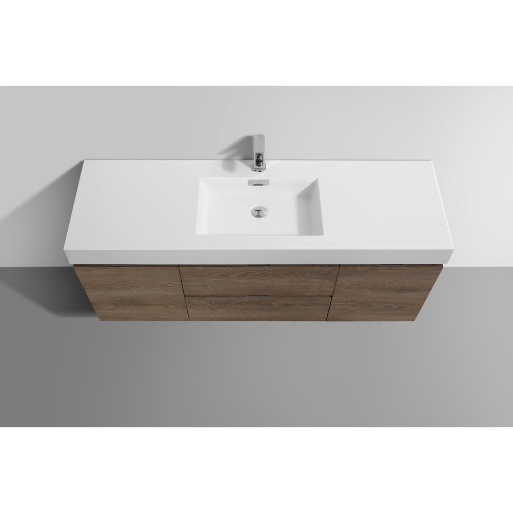 Bliss 60" Single Sink Butternut Wall Mount Modern Bathroom Vanity. Picture 4