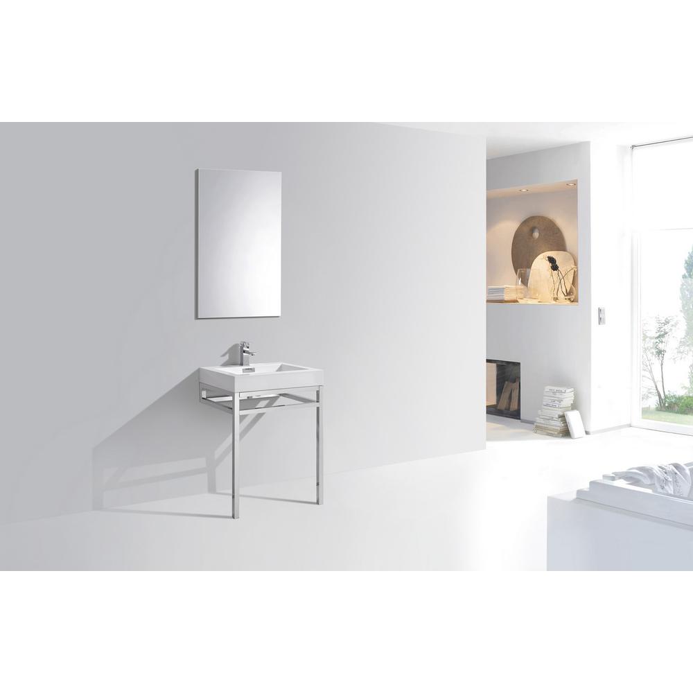 Haus 24" Stainless Steel Console w/ White Acrylic Sink - Chrome. Picture 2