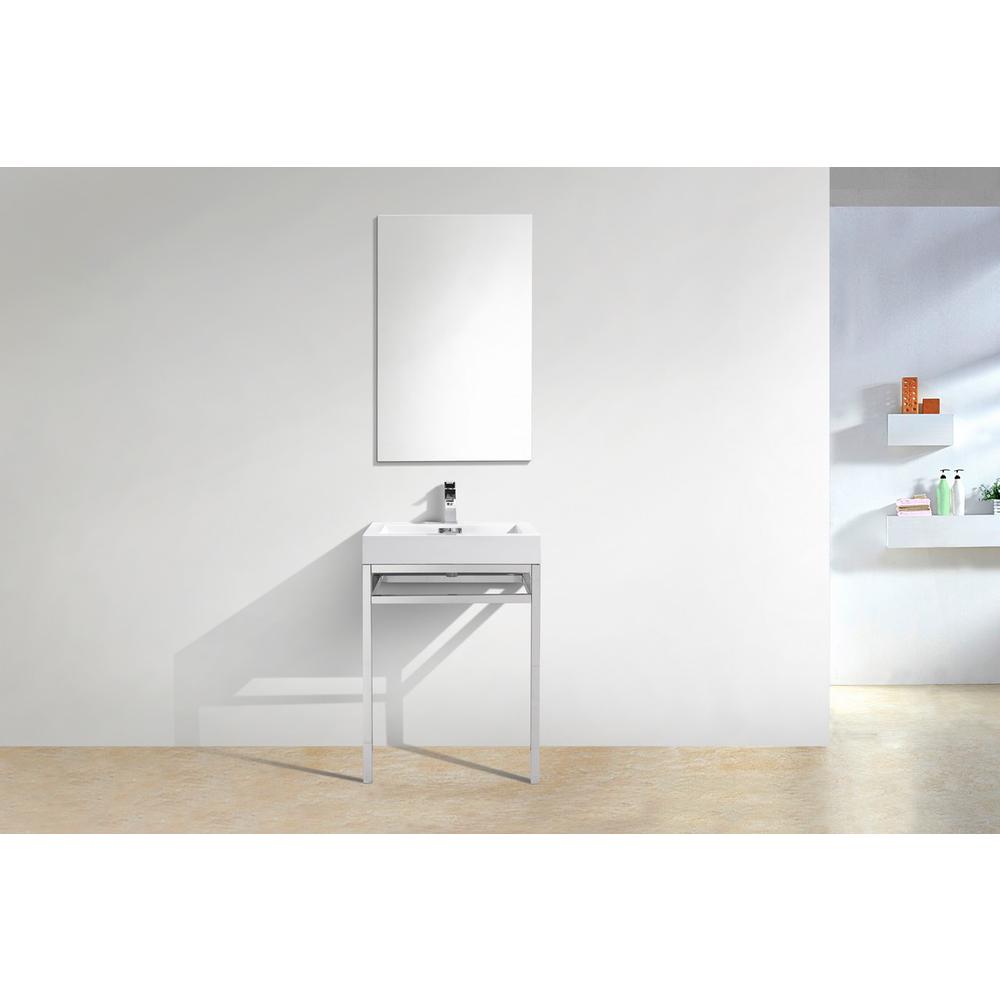 Haus 24" Stainless Steel Console w/ White Acrylic Sink - Chrome. Picture 3