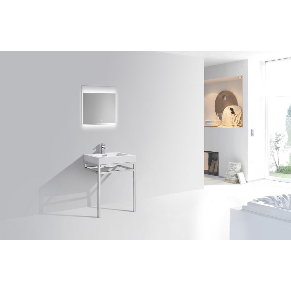 Haus 24" Stainless Steel Console w/ White Acrylic Sink - Chrome. Picture 5