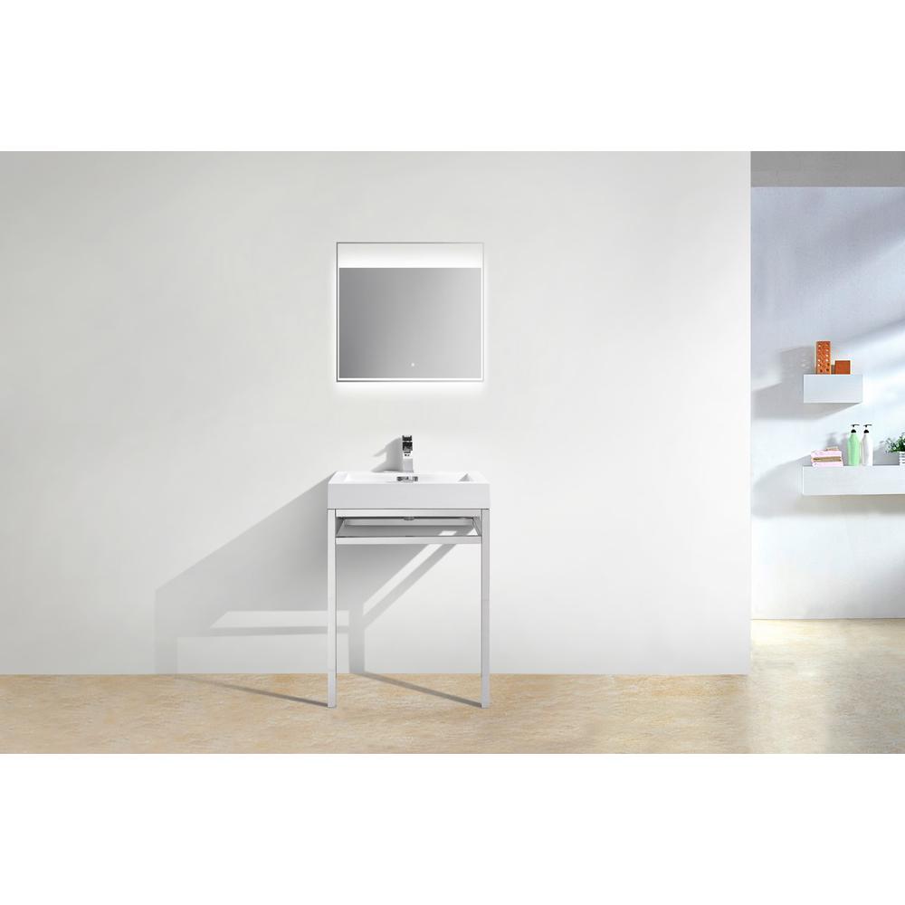 Haus 24" Stainless Steel Console w/ White Acrylic Sink - Chrome. Picture 6