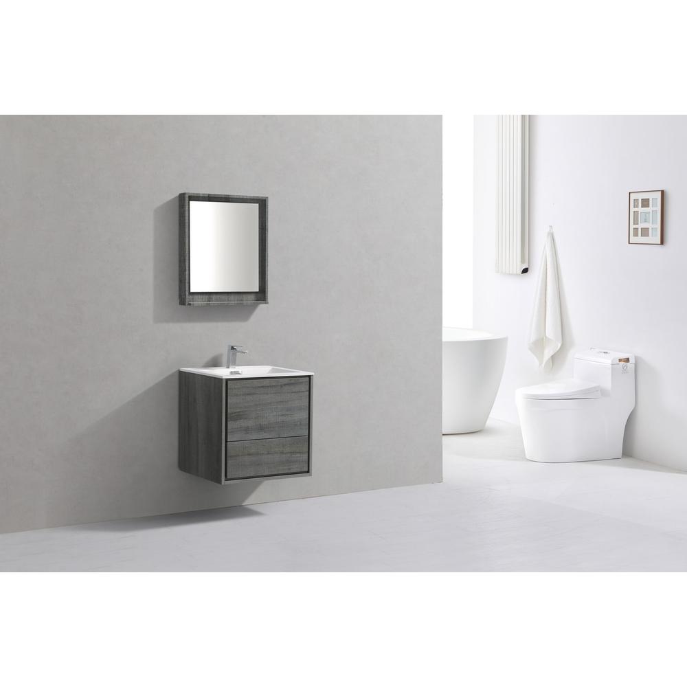 DeLusso 24" Ocean Gray Wall Mount Modern Bathroom Vanity. Picture 2