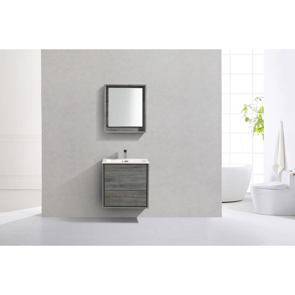 DeLusso 24" Ocean Gray Wall Mount Modern Bathroom Vanity. Picture 3
