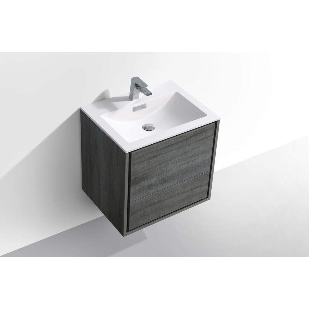 DeLusso 24" Ocean Gray Wall Mount Modern Bathroom Vanity. Picture 4