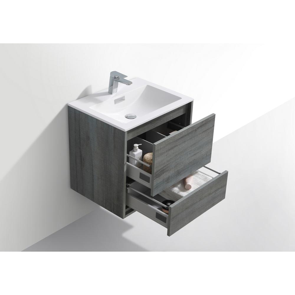 DeLusso 24" Ocean Gray Wall Mount Modern Bathroom Vanity. Picture 5