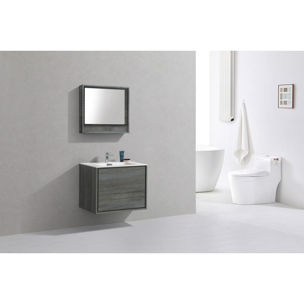 DeLusso 30" Ocean Gray Wall Mount Modern Bathroom Vanity. Picture 2