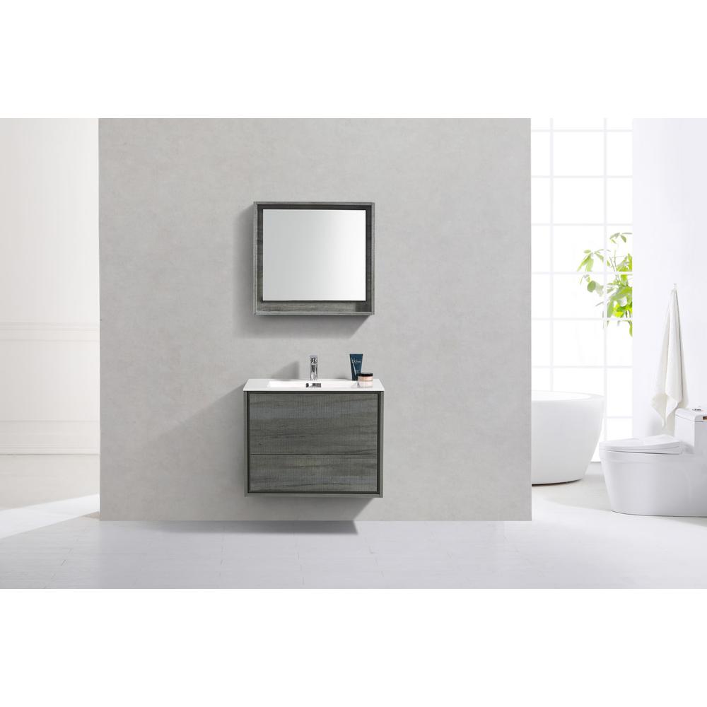 DeLusso 30" Ocean Gray Wall Mount Modern Bathroom Vanity. Picture 3