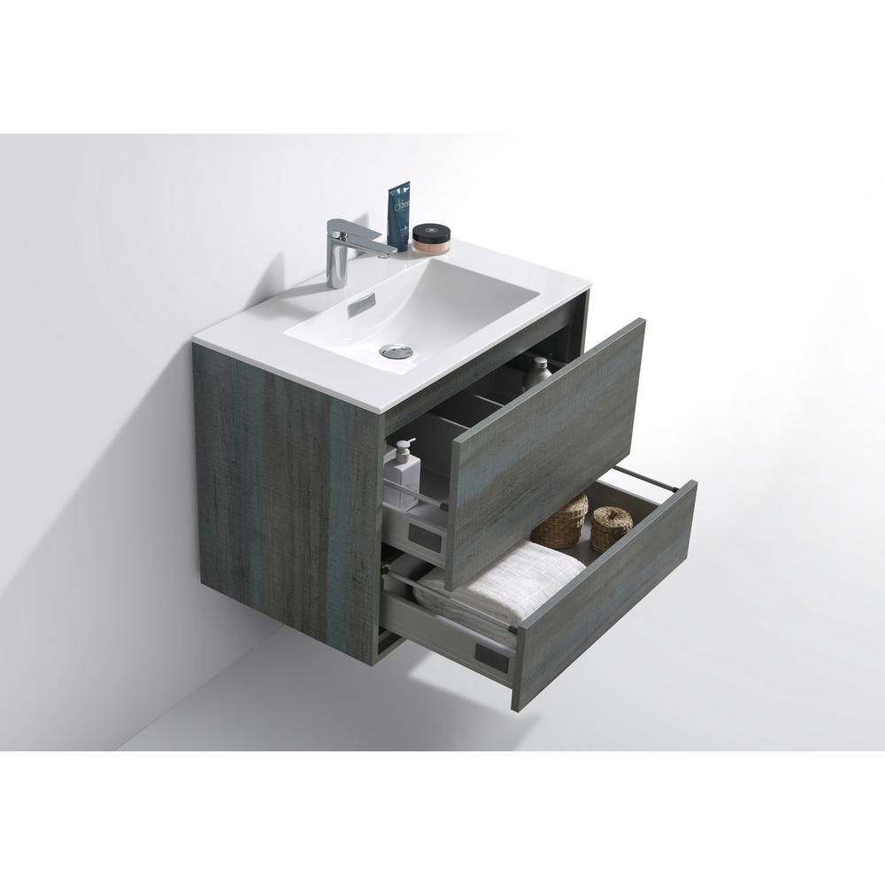 DeLusso 30" Ocean Gray Wall Mount Modern Bathroom Vanity. Picture 5