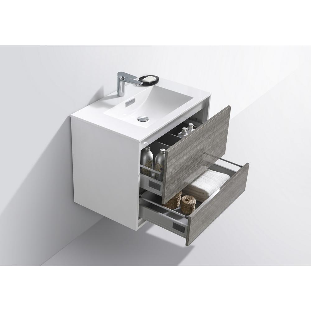 DeLusso 30"  Ash Gray Wall Mount Modern Bathroom Vanity. Picture 5