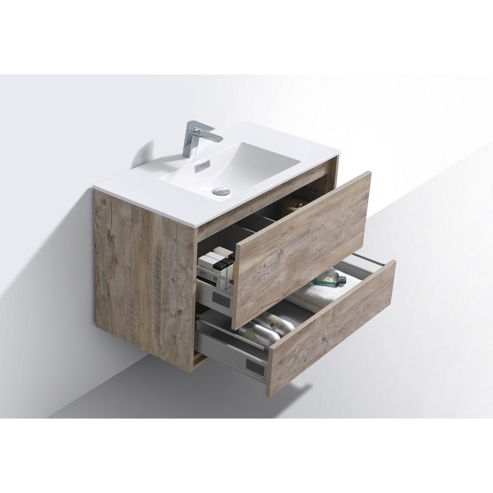 DeLusso 36" Nature Wood Wall Mount Modern Bathroom Vanity. Picture 5