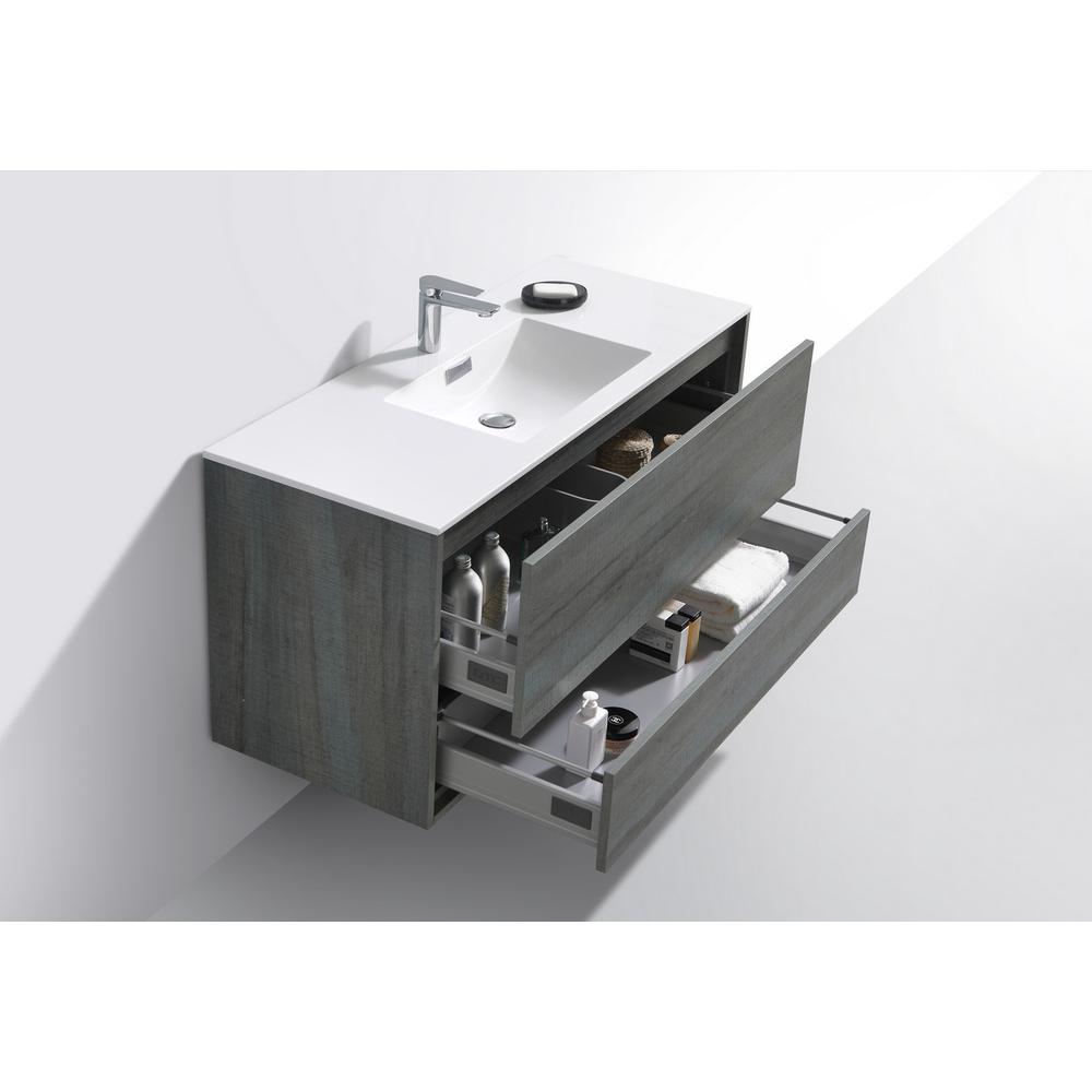 DeLusso 48" Single Sink Ocean Gray Wall Mount Modern Bathroom Vanity. Picture 5