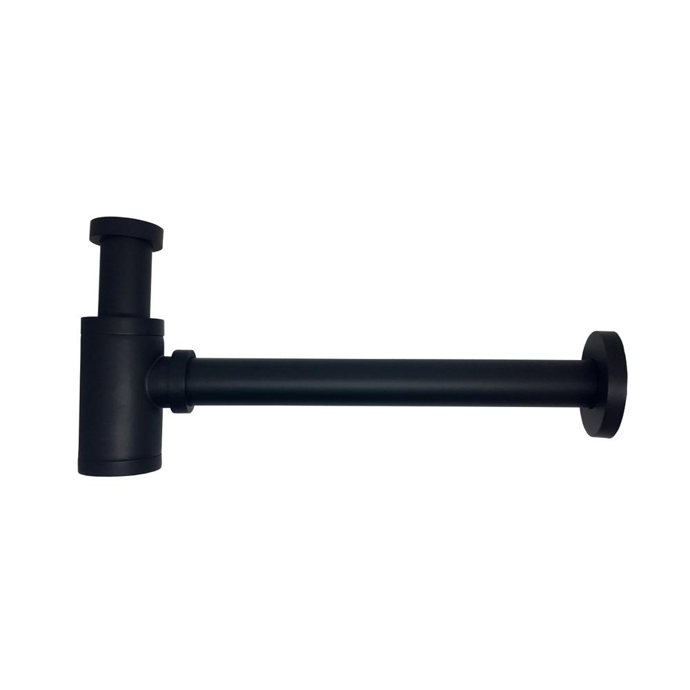 KubeBath Space Saving P-Trap in Matte Black. Picture 1