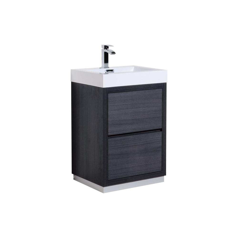 Bliss 24" Gray Oak Free Standing Modern Bathroom Vanity. Picture 1