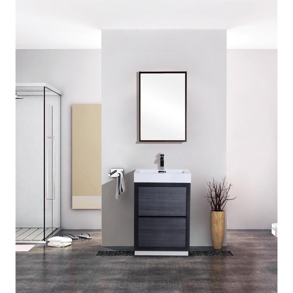 Bliss 24" Gray Oak Free Standing Modern Bathroom Vanity. Picture 2