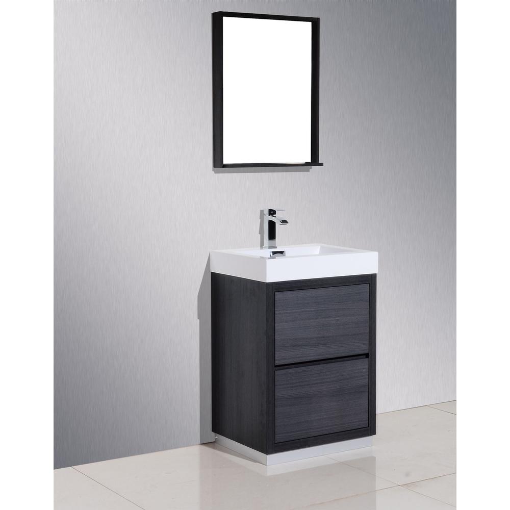 Bliss 24" Gray Oak Free Standing Modern Bathroom Vanity. Picture 3