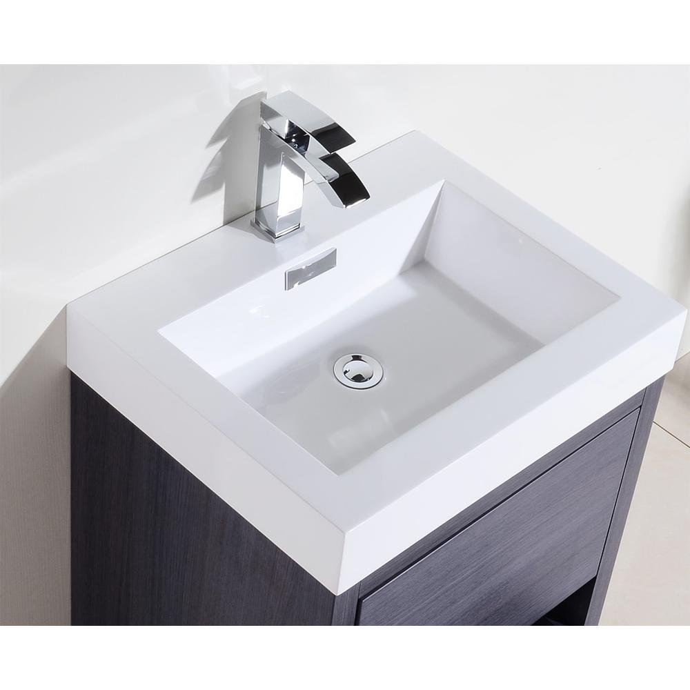 Bliss 24" Gray Oak Free Standing Modern Bathroom Vanity. Picture 4