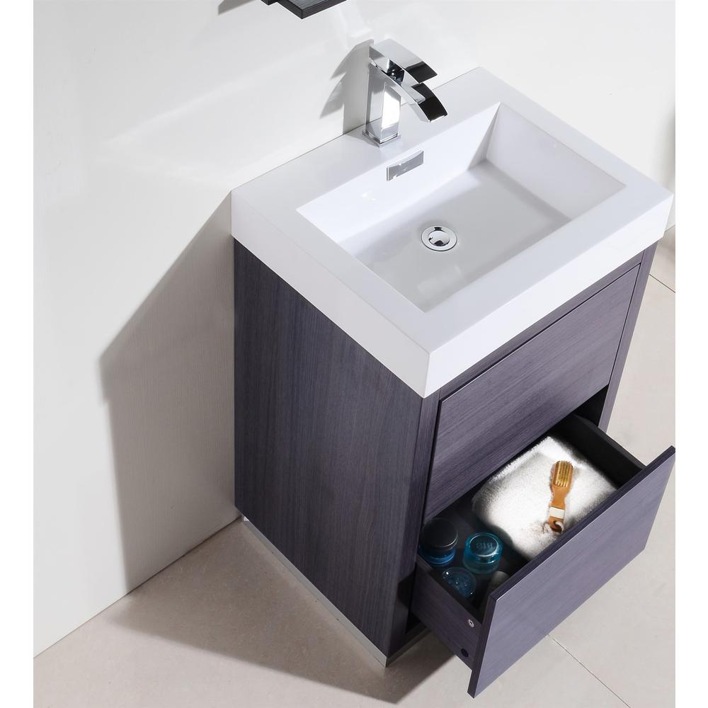 Bliss 24" Gray Oak Free Standing Modern Bathroom Vanity. Picture 5