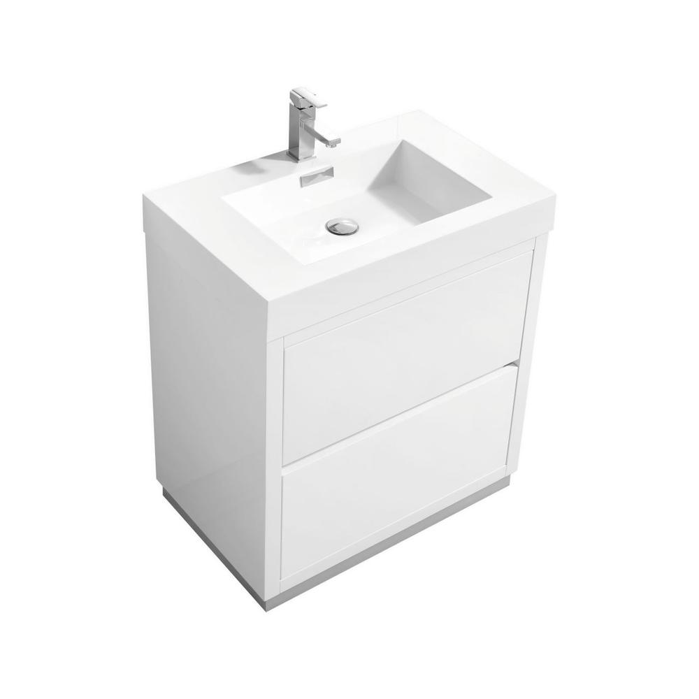 Bliss 30"  High Gloss White Free Standing Modern Bathroom Vanity. Picture 1
