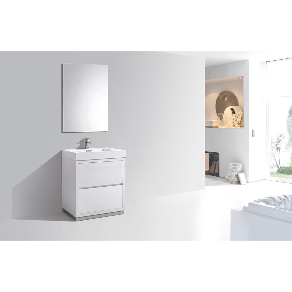 Bliss 30"  High Gloss White Free Standing Modern Bathroom Vanity. Picture 2