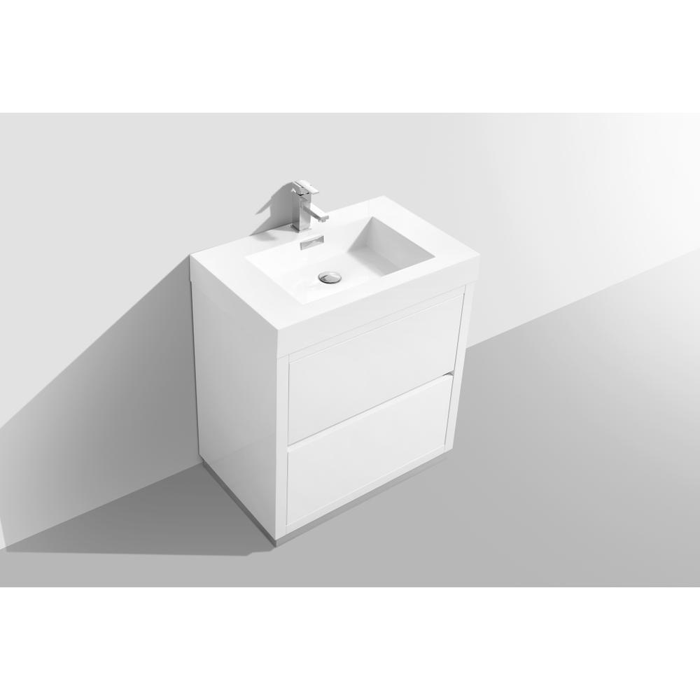 Bliss 30"  High Gloss White Free Standing Modern Bathroom Vanity. Picture 4