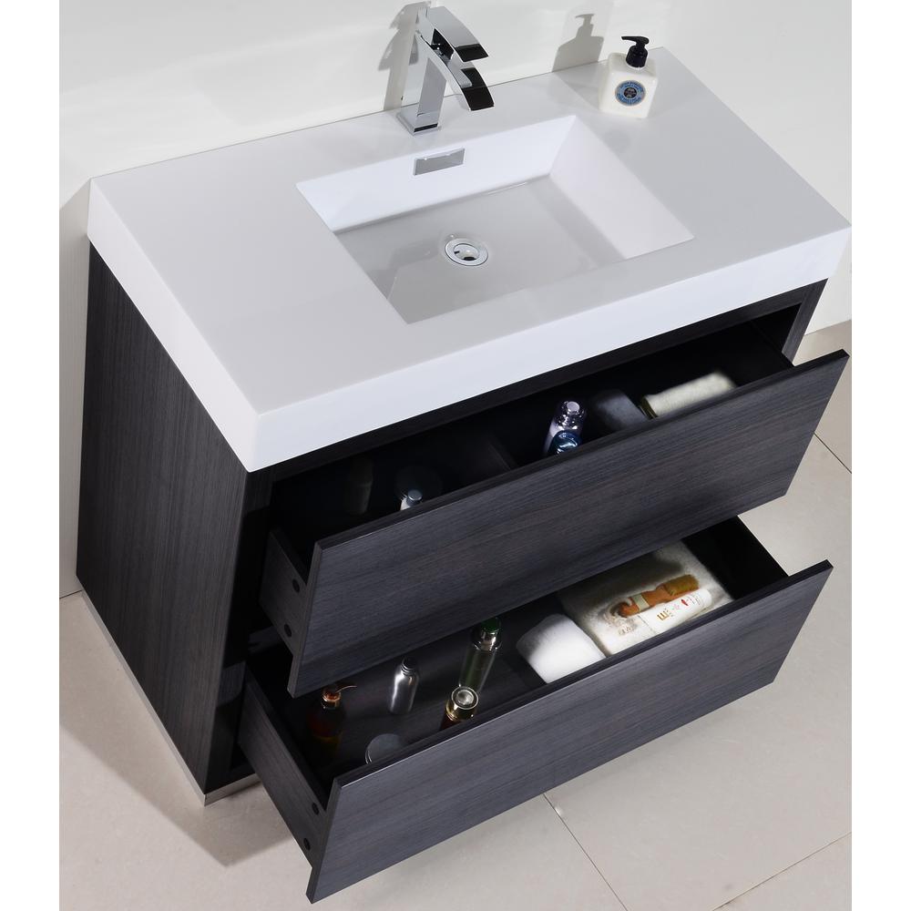 Bliss 40" Gray Oak Free Standing Modern Bathroom Vanity. Picture 6