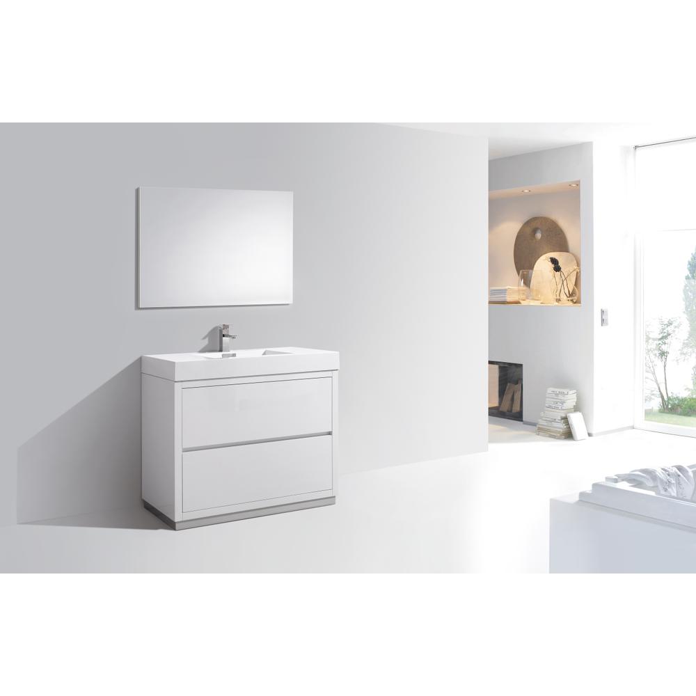 Bliss 40" High Gloss White Free Standing Modern Bathroom Vanity. Picture 2