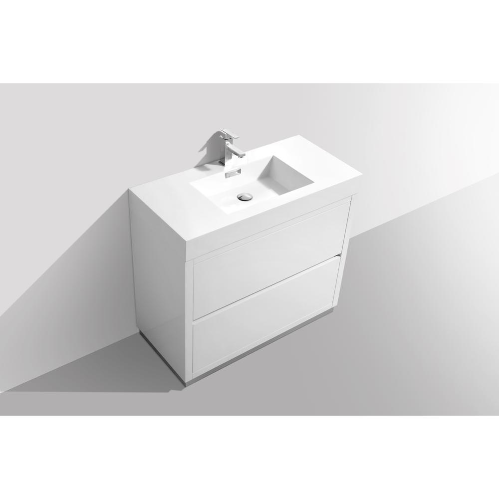 Bliss 40" High Gloss White Free Standing Modern Bathroom Vanity. Picture 4