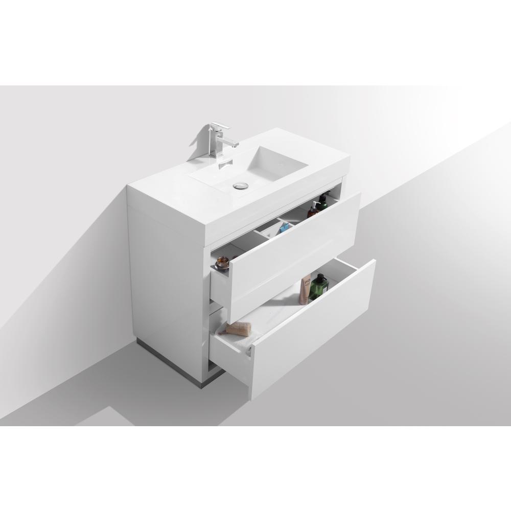Bliss 40" High Gloss White Free Standing Modern Bathroom Vanity. Picture 5