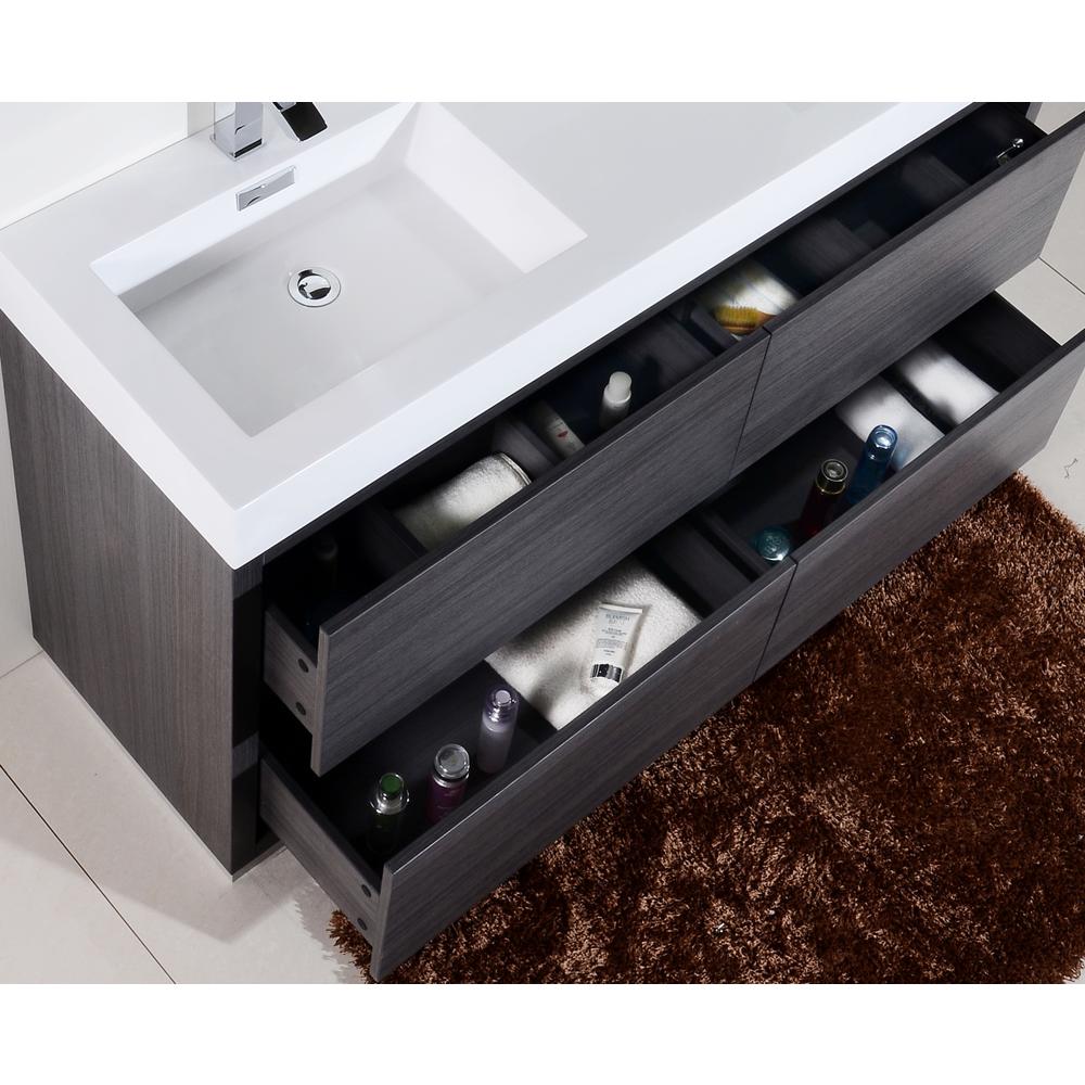 Bliss 60" Double Sink Gray Oak Free Standing Modern Bathroom Vanity. Picture 6
