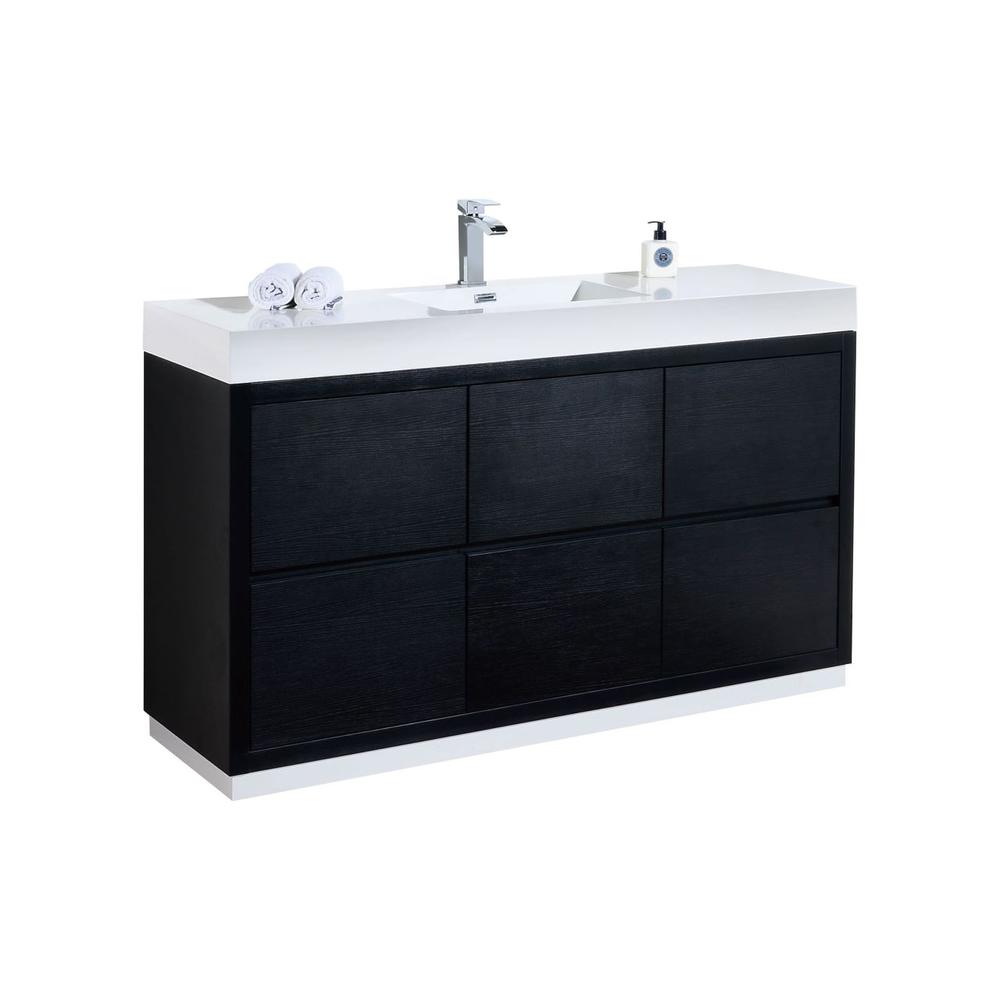 Bliss 60" Single Sink Black Free Standing Modern Bathroom Vanity. Picture 1