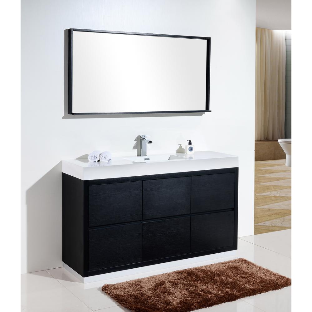 Bliss 60" Single Sink Black Free Standing Modern Bathroom Vanity. Picture 3