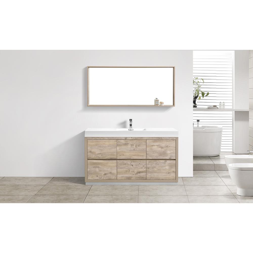 Bliss 60" Single Sink Nature Wood Free Standing Modern Bathroom Vanity. Picture 2