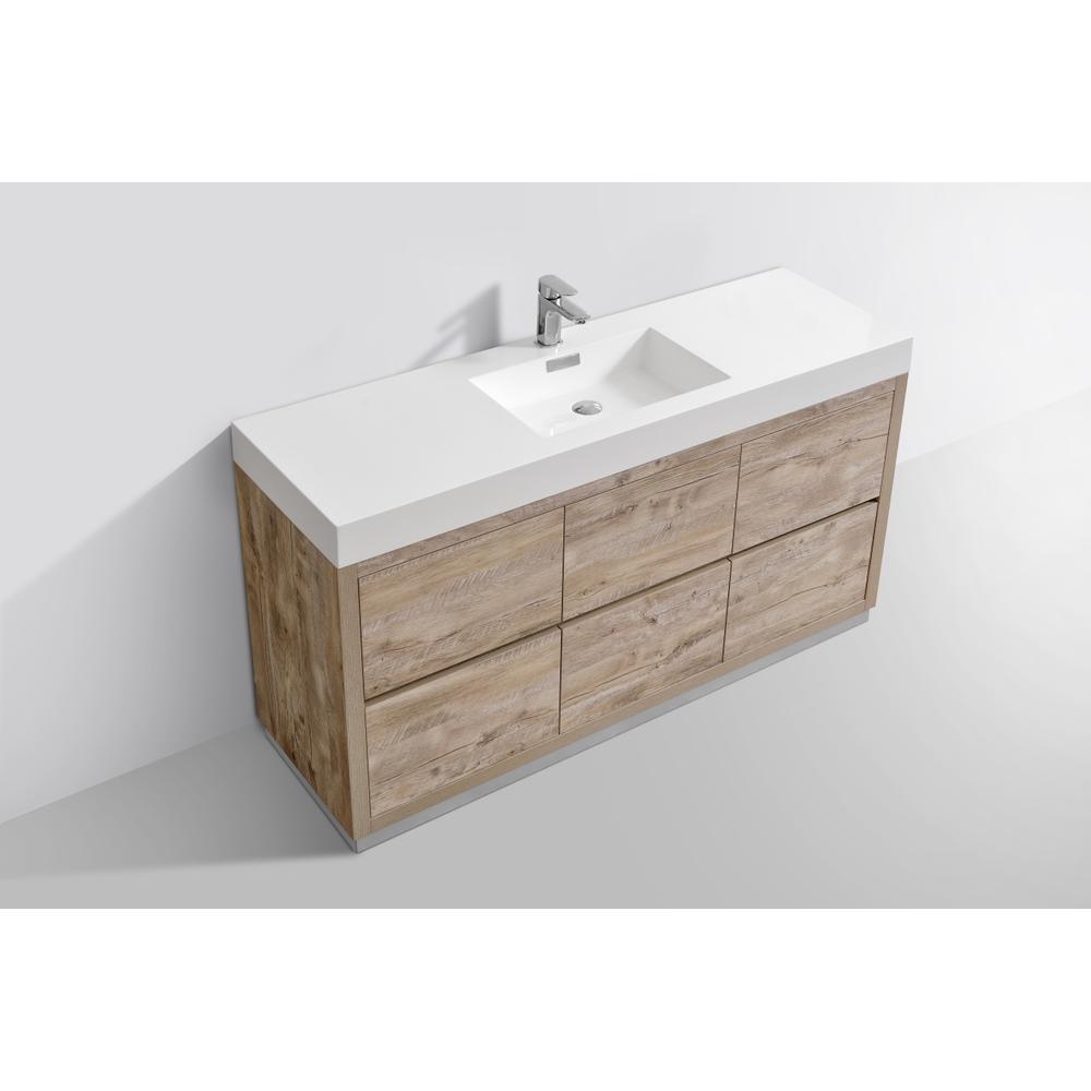 Bliss 60" Single Sink Nature Wood Free Standing Modern Bathroom Vanity. Picture 4