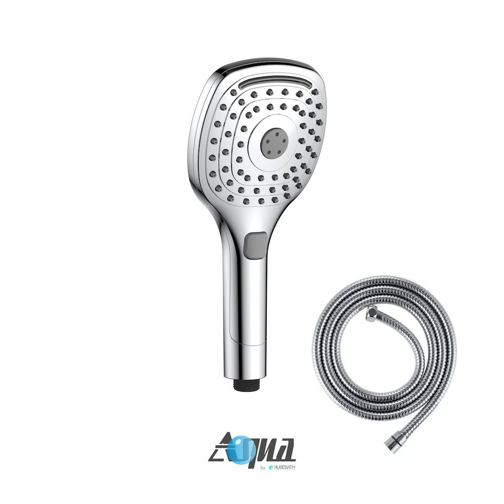 Aqua Piazza by KubeBath 5" Multifunction Handheld With Flexible Hose. Picture 1