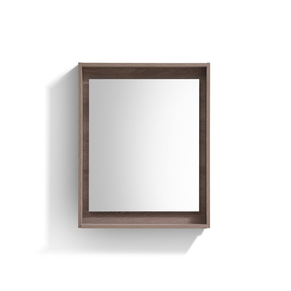 KUBE 24" Framed Mirror With Shelve - Butternut Finish. Picture 1