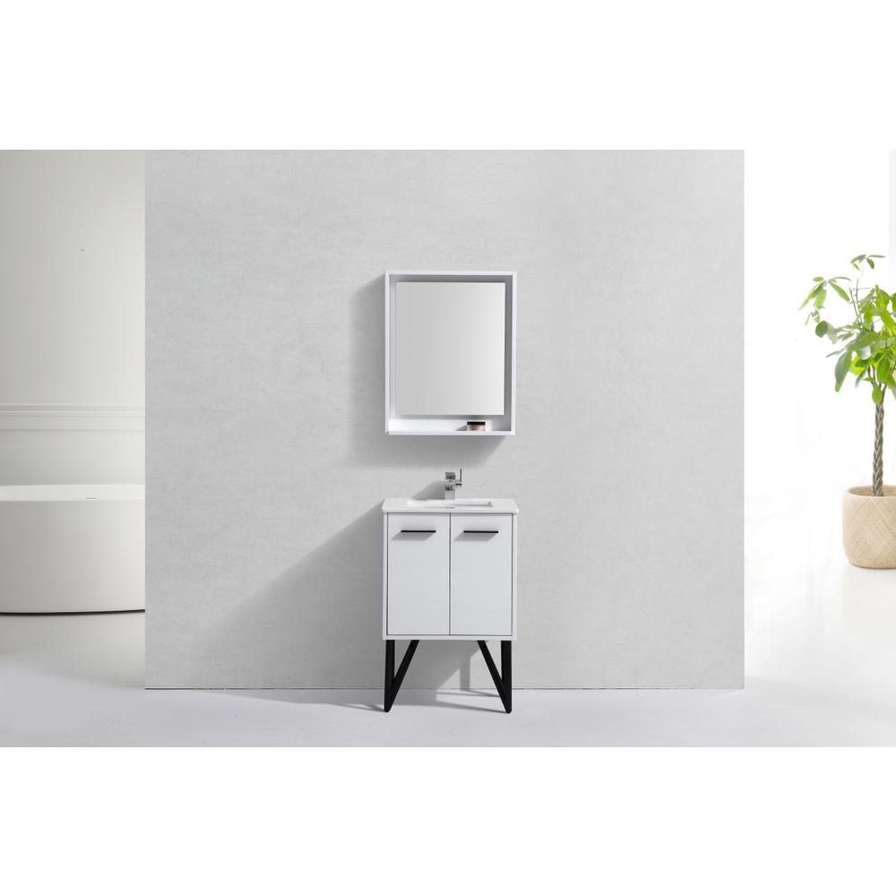Bosco 24" Modern Bathroom Vanity w/ Quartz Countertop and Matching Mirror. Picture 3